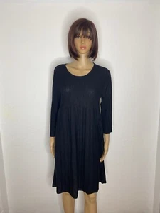 EILEEN FISHER Washable-Wool Rib Scoop Neck Dress Women’s Size LP Black New - Picture 1 of 14
