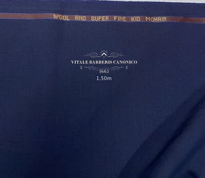 Navy Blue 120s Wool & Kid Mohair Suiting Fabric VITALE BARBERIS CANONICO 1.5 m - Picture 1 of 10