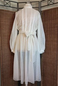 Vintage Argent Fille Ltd. Midikleid Gr. M? Sheer USA Union Made Creme 70er Jahre - Bild 1 von 18