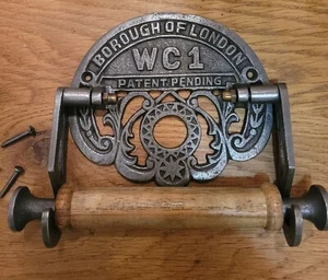 Cast Iron Antique Style Wall Mounted LONDON WC1 Toilet Roll Holder - Railway - Picture 1 of 4