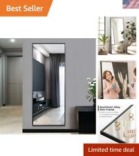 Elegant Black Full-Length Standing Mirror - Modern Aluminum Frame, 65''x22''