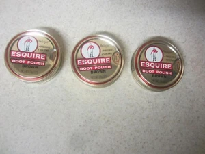 NOS VINTAGE LOT 3 ESQUIRE BROWN BOOT SHOE POLISH 1 1/8 OZ. TIN ADVERTISING - Picture 1 of 8