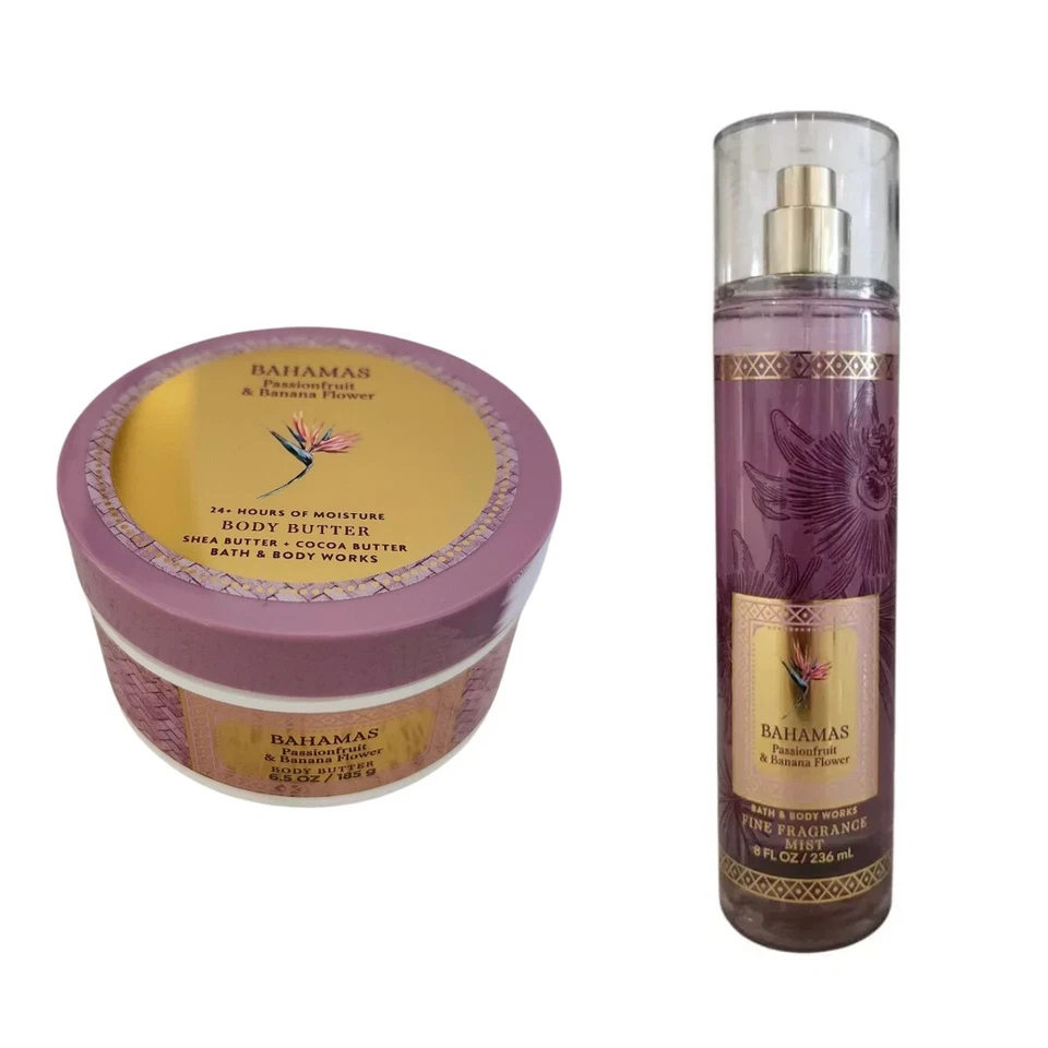 2 Bath & Body Works BAHAMAS PASSIONFRUIT & BANANA FLOWER Body Butter + Body Mist - Image 1 of 1