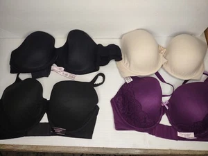 Victoria's Secret Bras 32DD Four Beautiful LaceUnique 2 Black One Tan One Purple - Picture 1 of 9