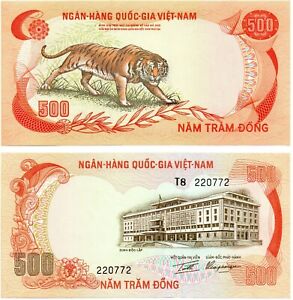 South Vietnam 500 Dong (Tiger Note) 1972, Pick 33a, Almost Uncirculated *Rare*