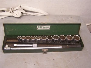 Vintage SK S&K tools USA tool 1/2" drive set breaker extension sockets w/ box - Picture 1 of 5