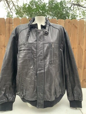 Vintage Boston Harbour XXL Leather Jacket Black Bomber Jacket. - Image 1 of 4