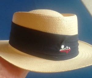 Duckster Panama Fedora Straw Sun Hat Golf Unisex One Size Paper Navy - Picture 1 of 8