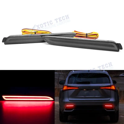 For Toyota RAV4 LED Bumper Reflector Brake Tail Flowing Signal Smoke Len Light - Image 1 of 4