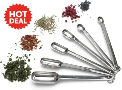  Premium Stainless Steel Measuring Spoons Set – 6-Piece – Engraved for Accuracy  - Image 1 of 3