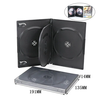 1x Estuche de Almacenamiento CD DVD de 14 mm 4 Discos Negro con Bandeja Caja de Soporte Cuádruple Foto 1 de 4