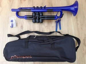 pTrumpet blue plastic trumpet with mouthpieces, valve oil, valve extenders &case - Picture 1 of 4
