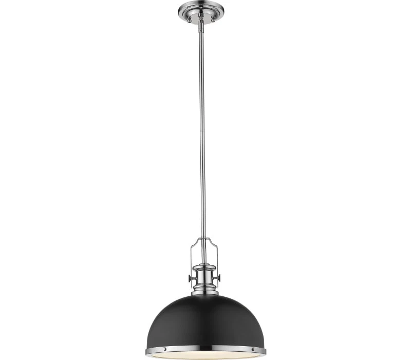 Z-Lite 725P12-MBandCH Melange Pendant, 1-Light 100 Watts, Matte Black and Chrome - Image 1 of 1