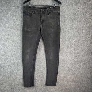 Volcom Jeans Mens 32 Black Skinny Tapered Denim Pockets 13314 - Picture 1 of 15