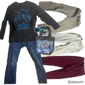 7 Piece SZ 5 Boys Outfit Gamer Shirt Pants Tote Glasses - Picture 1 of 5