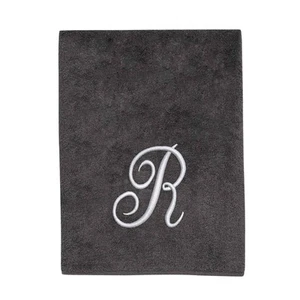 Avanti Linens Granite/Silver Script Monogram Bath Towel Letter R - Bath Towel - Picture 1 of 3
