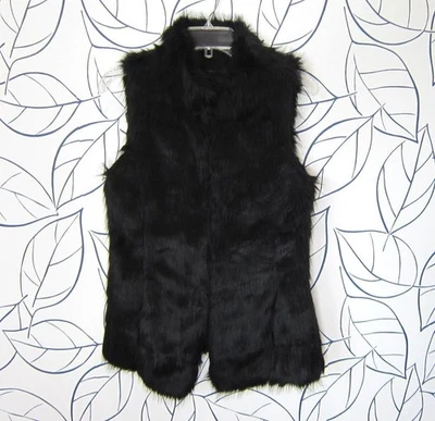 Chaleco de piel sintética WHITE HOUSE BLACK MARKET cierre de ojos y gancho negro talla XS Foto 1 de 4