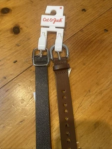 Cat and Jack Girls Belts -2 - Black And Brown - Size M New With Tags - Picture 1 of 2