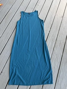 Vestido Eileen Fisher elástico jersey midi sin mangas cambio verde azulado para mujer talla grande - Imagen 1 de 5