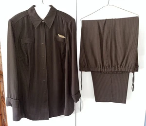 Dress Barn Women’s 2-Piece Size 18W Pinstripe Brown Pant Suit - NEW W/O TAGS - Picture 1 of 11