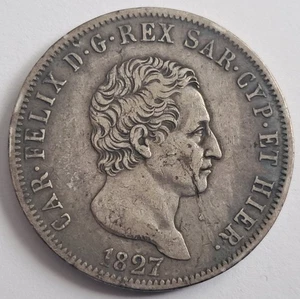 Italien, Sardinien, 5 Lire 1827 Karl Felix - Bild 1 von 2