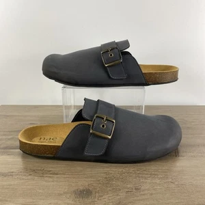 Nae Taglia 11 US Uomo Vegan Mules Flat Schienale Senza Fibbia Rotonda-Cinturino Vasel Grigio - Foto 1 di 12