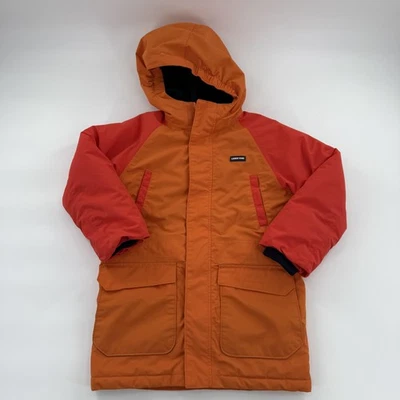 Chaqueta Lands End Juvenil Mediana 8 Naranja Rojo Con Capucha Parka Abrigo de Invierno Niños Cálido Foto 1 de 4