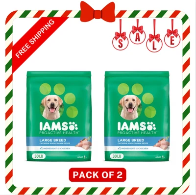 2P Iams Proactive Health Large Breed Dry Dog Food With Real Chicken, 30 Lb. Bag