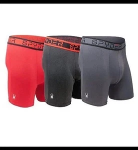 Spyder Men’s Performance Mesh Boxer Briefs 3 Pack Size: Large - Red, Black, Grey - Picture 1 of 5