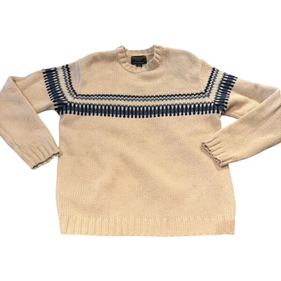 America Eagle Vintage Y2K 90s esquí para hombre lana de cordero rayas crema azul suéter talla S Foto 1 de 4