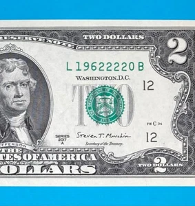 1962 February 22 : L 19622220 B BIRTHDAY Note $2 Two Dollar Bill *UNC* - Picture 1 of 3