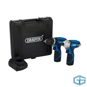 COMBI DRILL IMPACT DRIVER 2 X 1.5AH BATTERIES FAST CHARGER DRAPER 70257- USED - Picture 1 of 2