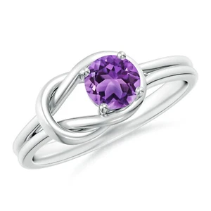 Round 0.5 Ctw Amethyst 925 Sterling Silver Women Wedding Ring Jewelry - Picture 1 of 7