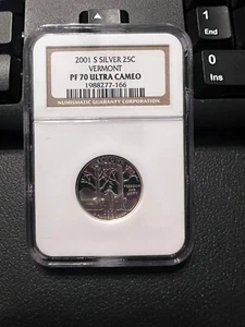 2001-S SILVER Washington Quarter Vermont 25C NGC PR70 ULTRA CAM - Picture 1 of 2