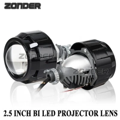 Faro 2.5 pulgadas Bi LED Proyector Lente + Fundas Negras 70W Retrofit Universal Foto 1 de 4