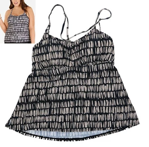 Island Escape Marrakesh Palisades Plus Size Underwire Tankini Top 16W NWT Black - Picture 1 of 1