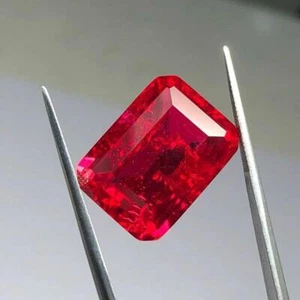 Unheated AAAAAA+ Pigeon Blood Red Ruby Emerald Cut Loose Gemstone - Picture 1 of 5
