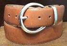 Fossil Brown Leather Upper M/M Lining Sz M 1.5”Wide Brass Buckle Stitched Read