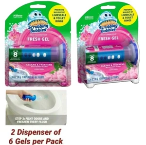 (2 PKS) Scrubbing Bubbles 12 Fresh Gel Toilet Cleaning Stamps Floral Fusion - Picture 1 of 6