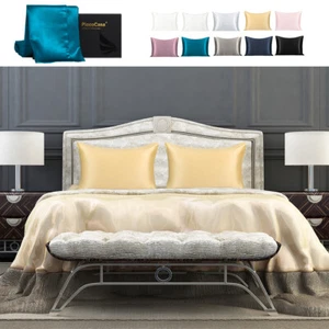 22 Momme Pure Silk Pillowcase Both Side 100% Silk Pillowcase Queen King Standard - Picture 1 of 13