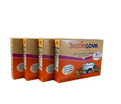 Goya Sazon Con Culantro Y Achiote tempero coentro e urucum 1,41 oz pacote com 4 - Imagem 1 de 4