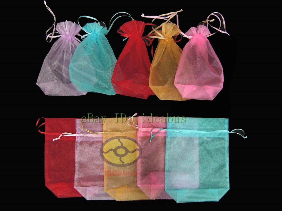 12/25/50/100 un. Bolsa de organza Bolsa para favores de boda TAMAÑO GRANDE 8.2"(L)x6.2"(W)x2.3"(D) Foto 1 de 4