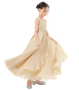 Chiffon Flower Girl Dress Summer Wedding Dress Reception Dress Dancing Dress - Picture 1 of 33