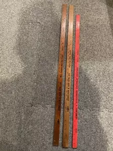 3 Lot Vintage Wood Yardstick CHEVROLET DEALER Uebelor Struckman Jasper IN Meter - Picture 1 of 6