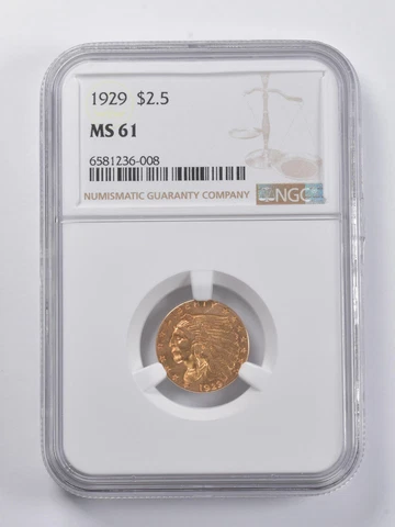 MS61 1929 $2.50 Indian Head Gold Quarter Eagle NGC *6784 Cover