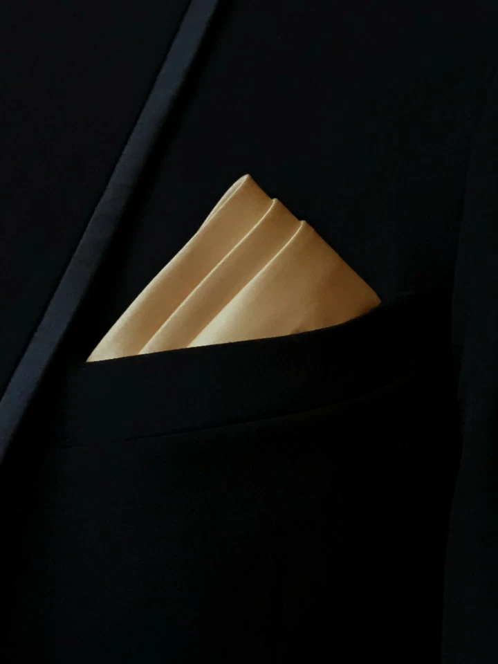 Pañuelo de bolsillo para hombre, pañuelo de alta calidad satinado patrón liso colores Foto 1 de 1