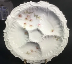 Antique German Porcelain Oyster Plate with superb Molding & Pearling c.1880s - Picture 1 of 12