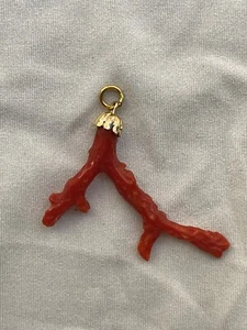 natural Deep Tomato Ox Blood red coral branch stone pendant - Picture 1 of 6
