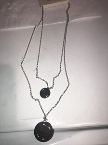 Costume Jewelry 2pc Necklace A New Day Silver Medallion Round Charm Long NWT - Picture 1 of 9