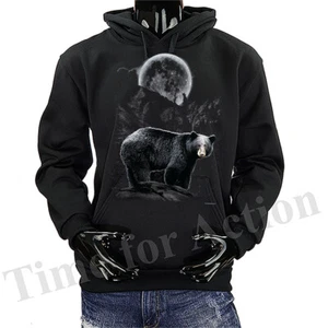 Schwarzbär Wildnis Wildtiere Wildtiere Tiere Mond Grafik Pullover Hoodie - Bild 1 von 4